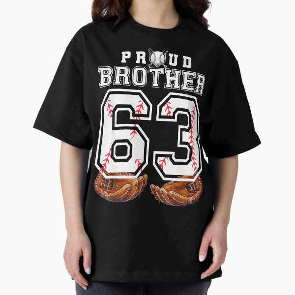 Proud Brother Baseball Player Number 63 Sibling Support T-Shirt
