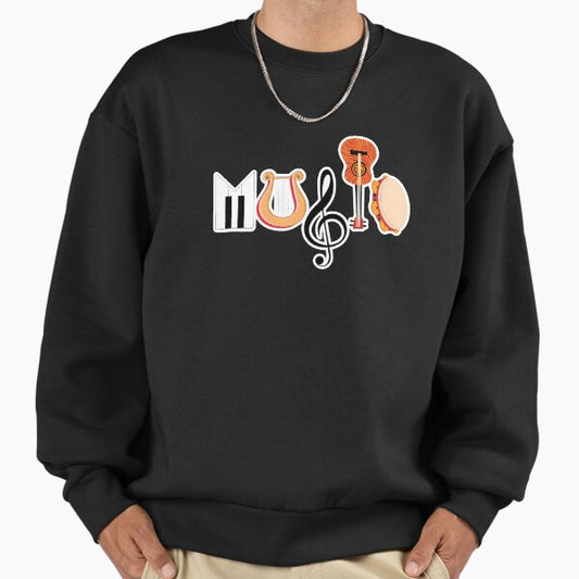 Music Instrument Typography Art Design Sweatshirt