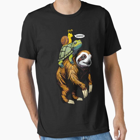 Sloth Turtle Snail Piggyback Slow Animal Speed Race T-Shirt