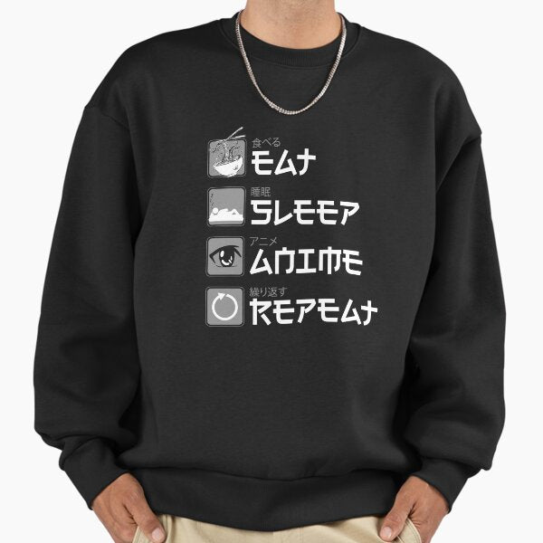 Japanese Comic Lover Anime Otaku Manga Reading Eat Sleep Anime Repeat Sweatshirt