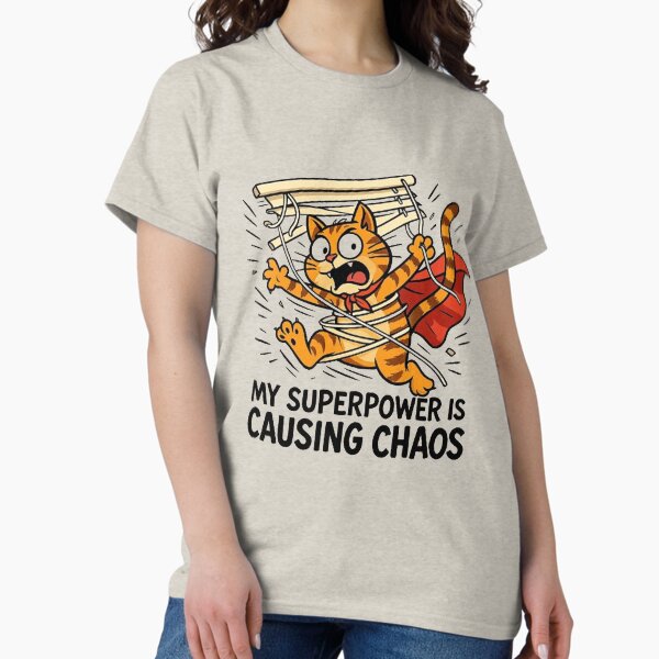 My Superpower Is Causing Chaos - Superhero Cat T-Shirt