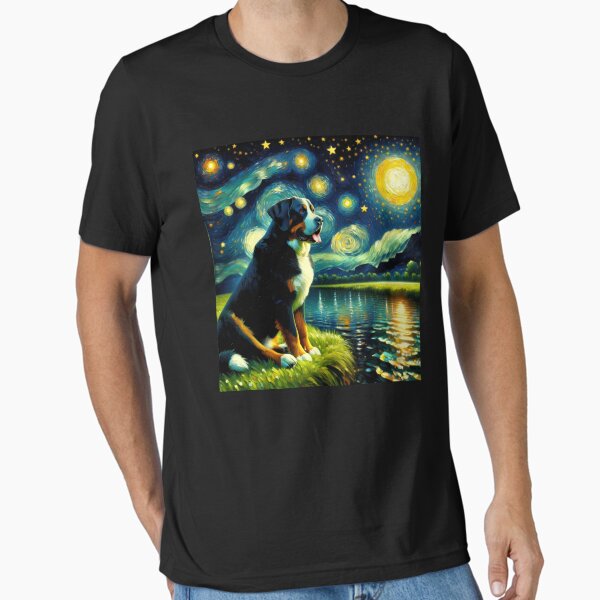 Starry Night Greater Swiss Mountain Dog Van Gogh Lover T-Shirt