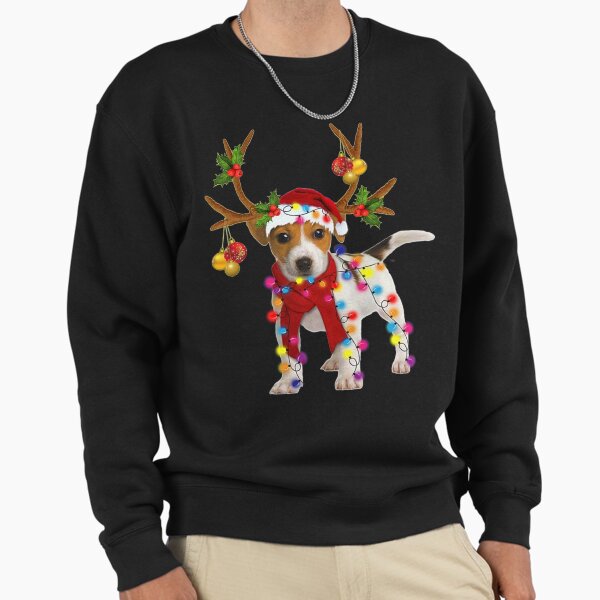 Jack russell Dog Gorgeous Reindeer Christmas Lights Tree Dog Scarf Xmas Santa Claus Sweatshirt