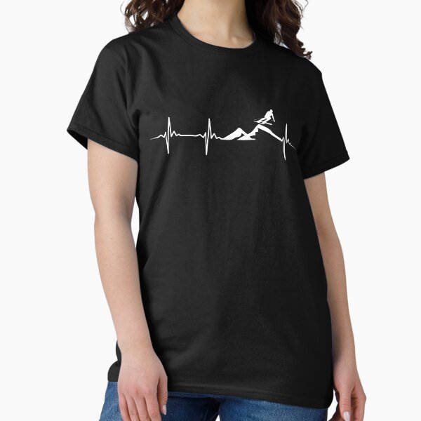Ski Snowboarding Heartbeat Skiing Winter Sports Gift For Skiers T-Shirt