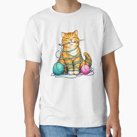 Funny Orange Cat Yarn T-Shirt