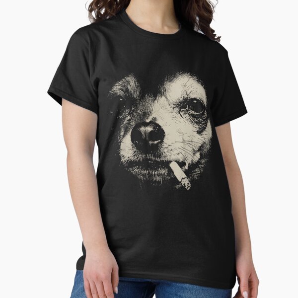 Dog Smoking Cigarette Funny Chihuahua Meme T-Shirt
