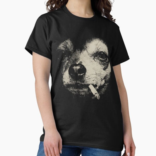 Dog Smoking Cigarette Funny Chihuahua Meme T-Shirt
