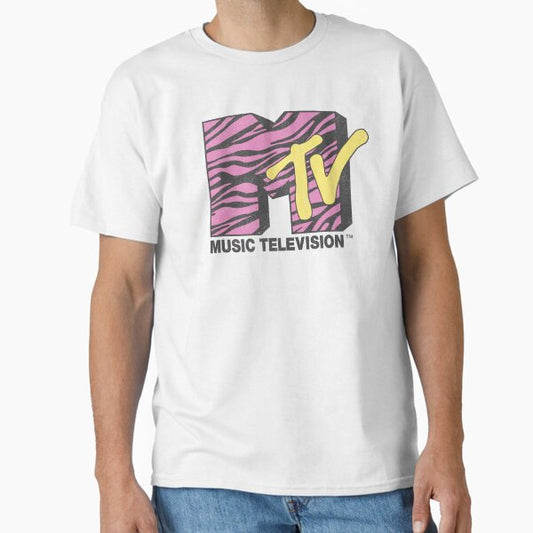 MTV Music Television Pink Zebra Fill Logo T-Shirt