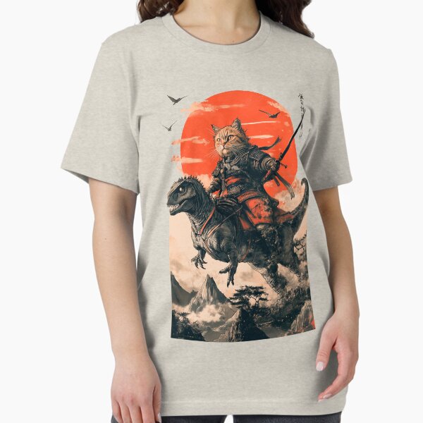Samurai cat riding a dinosaur T-Shirt