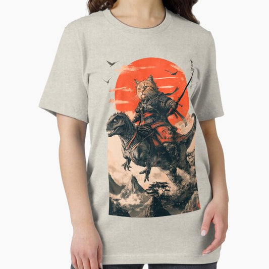 Samurai cat riding a dinosaur T-Shirt
