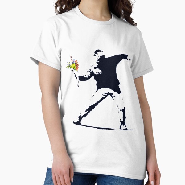 Banksy Flower Throw T-Shirt