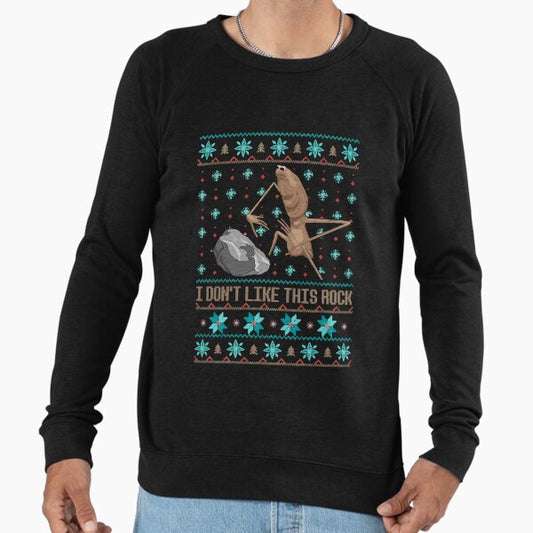 I Don't Like This Rock Ugly Christmas , Marcus The Worm Xmas Png, Funny Meme Lightweight Sweatshirt