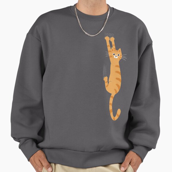Orange Tabby Cat Hanging On | Funny Striped Cat Sweatshirt