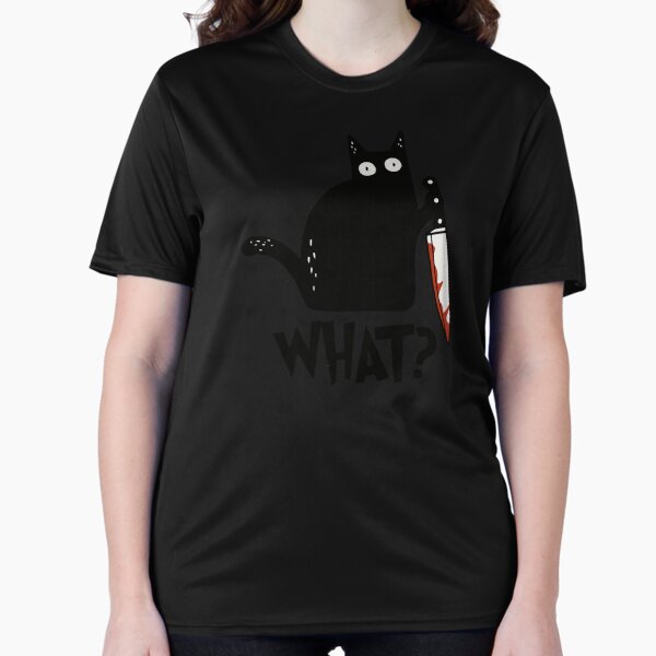 Cat What? Murderous Black Cat With Knife Gift Premium T-Shirt Active T-Shirt