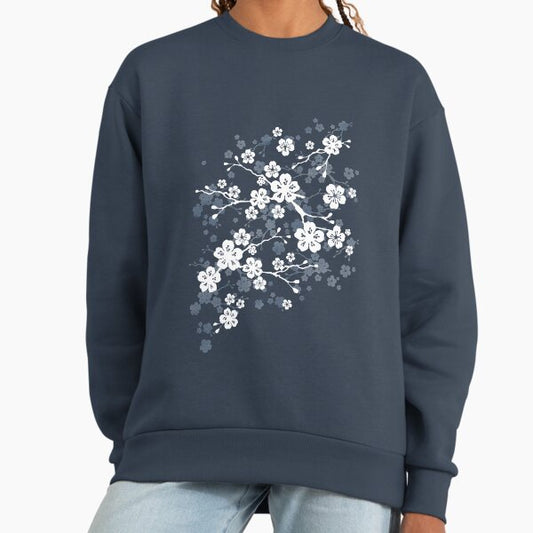 Navy and white cherry blossom pattern Sweatshirt