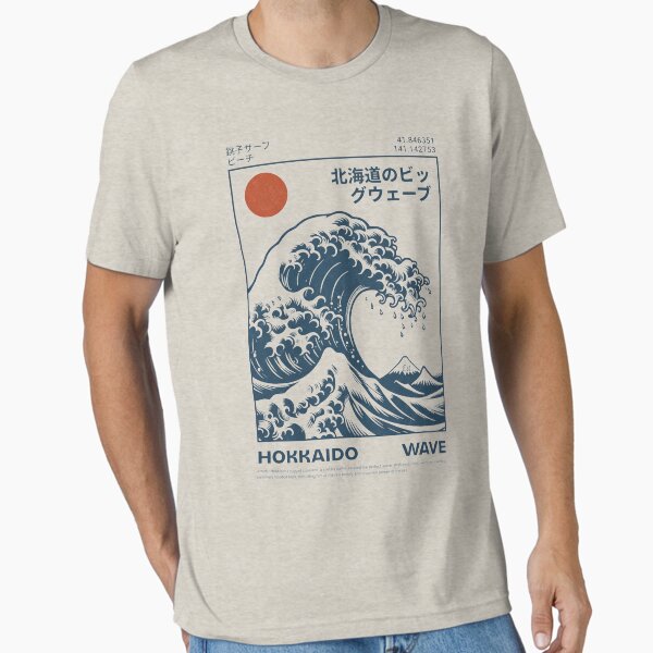 Hokkaido Wave, Retro Japanese Surf, Ukiyo-e Great Wave, Vintage Japan Beach Style T-Shirt