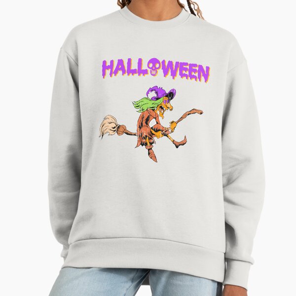 Halloween crazy Witch on Broom Holiday T shirt Sweatshirt