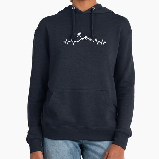 Ski and mountain - skiing pulse heartbeat Hoodie