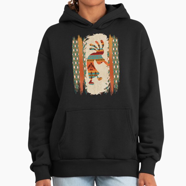 Kokopelli-Native American With Tribal Pattern Border Hoodie