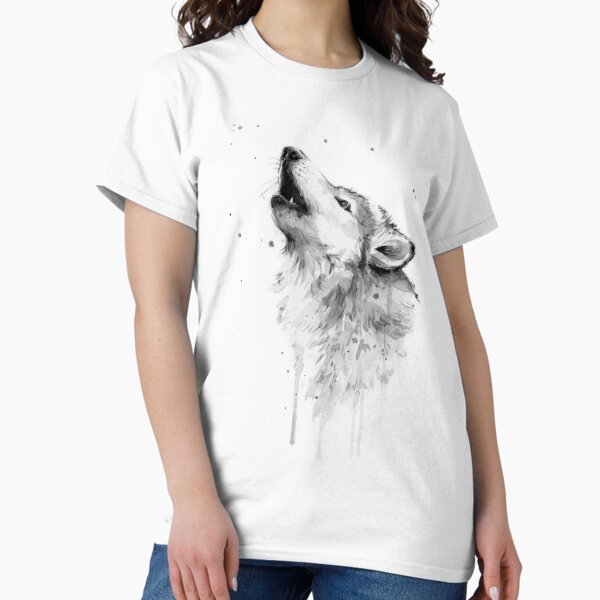 Wolf Howling Watercolor T-Shirt