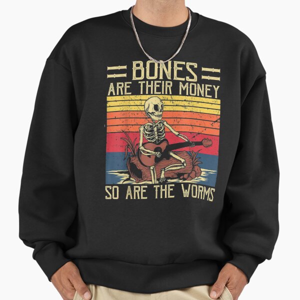 Bones Are Their Money Skeleton Playing Guitar Retro Vintage Sweatshirt