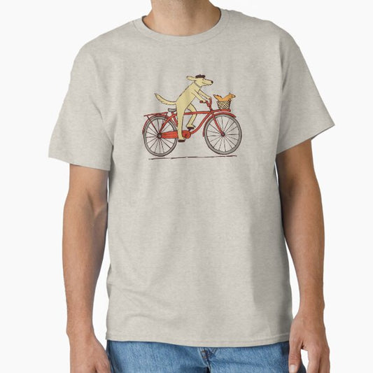 Dog and Squirrel are Friends | Whimsical Animal Art | Dog Riding a Bicycle T-Shirt