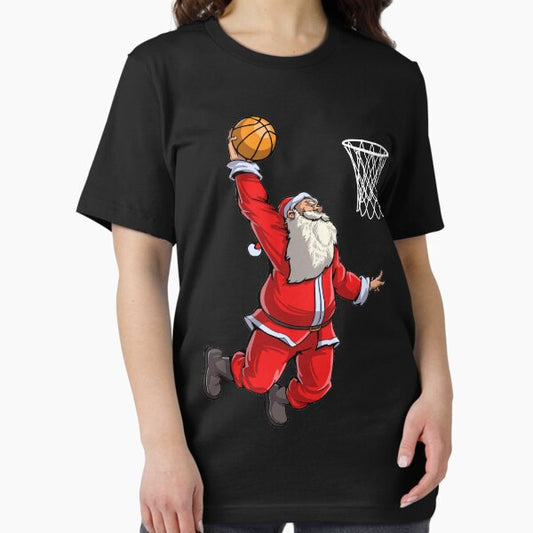 Basketball Santa Slam Dunk T Shirt Christmas Xmas Ball Sport T-Shirt