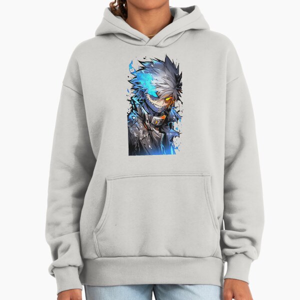 Blue Fire Anime Villain Aesthetic – Dark Manga Style Streetwear Design Hoodie