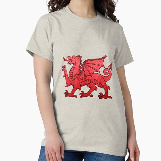 Welsh Red Dragon. Leather texture. T-Shirt