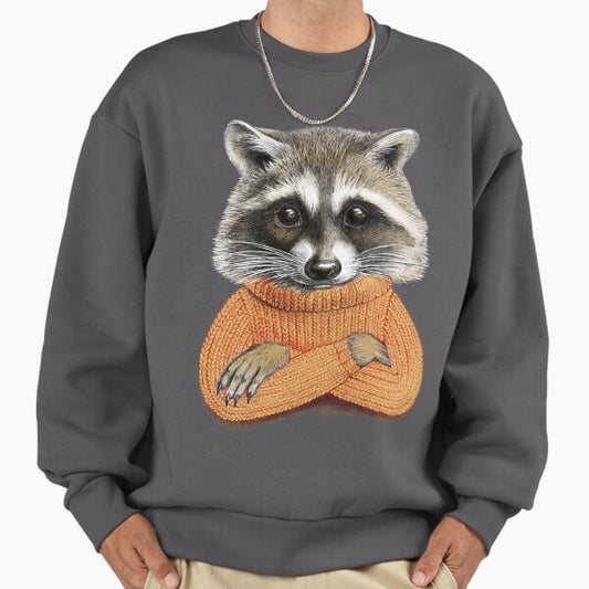 Raccoon in winter sweater Sweatshirt