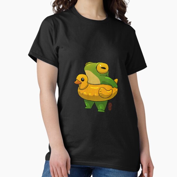 Cute summer time ducky frog swimming pool floatie artwork asian style T-Shirt