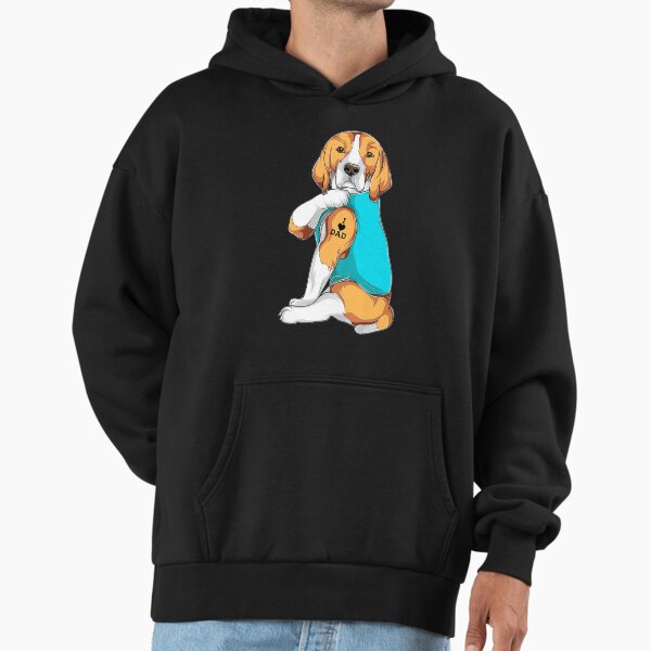 Fun Beagle I Love Dad Tattoo Apparel Dog Dad Hoodie