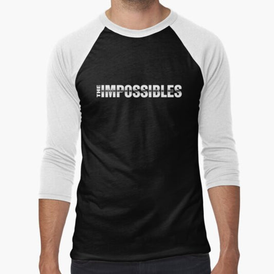 The Impossibles Logo - White Baseball ¾ Sleeve T-Shirt