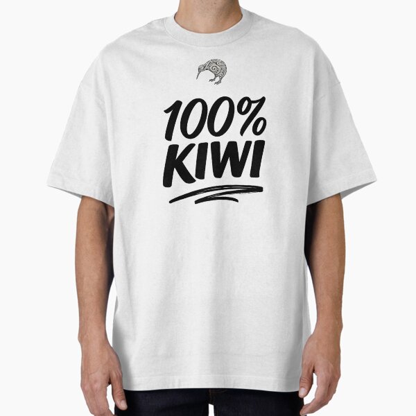 100% Kiwi Typography and Tribal Koru Bird Graphic T-Shirt