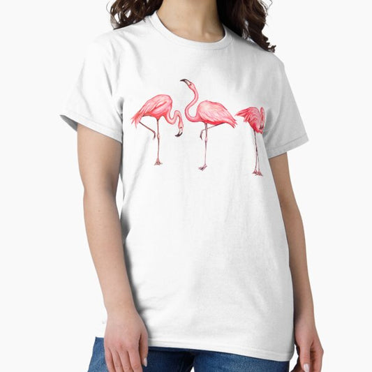 Flamingo Pattern - Black T-Shirt