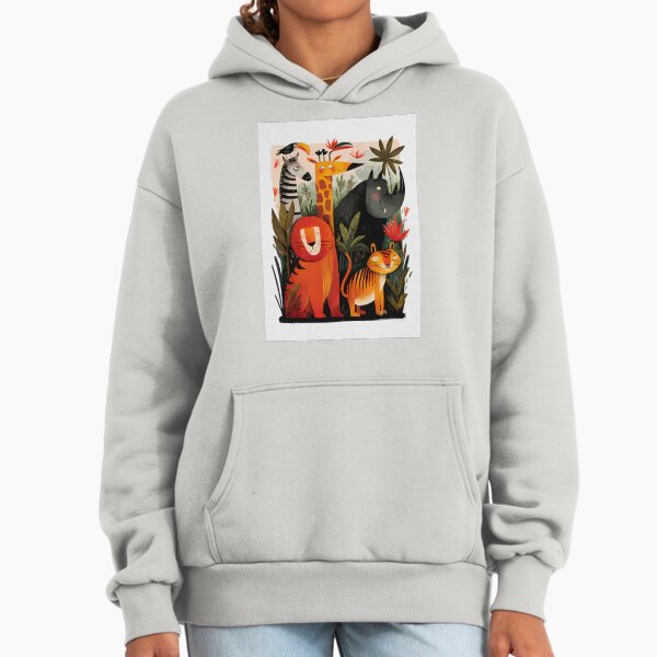 Fantasy Animals – Colorful Jungle Illustration Hoodie