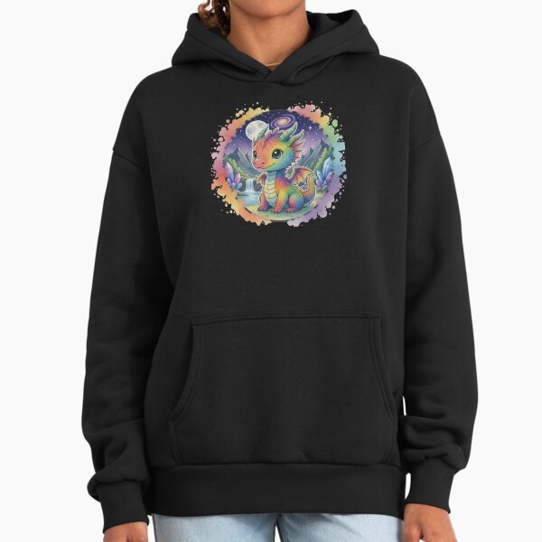 Cute Dragon Moon - Cute Spirit Moon Art Hoodie