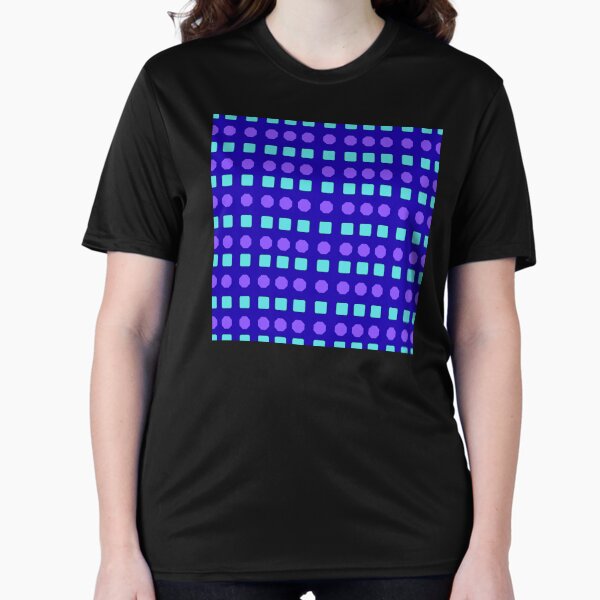 Turquoise Rounded Squares and Purple Octagons on Dark Blue background pattern Active T-Shirt
