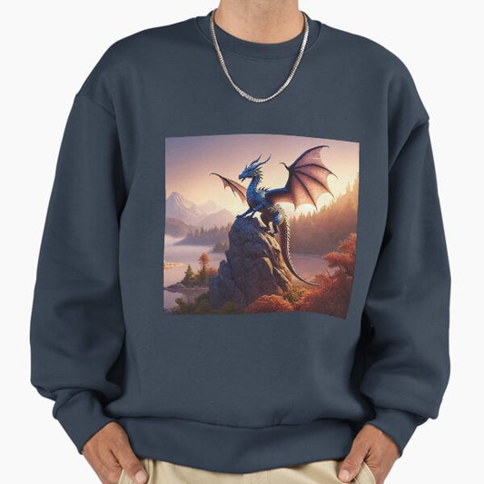 Dragon Rock Sunrise - Fantasy Dragon Art Sweatshirt