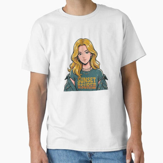 4k Realistic Anime Blonde Teen, Futuristic City T-Shirt
