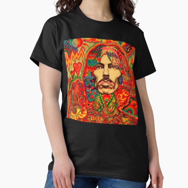 George Harrison OM psychedelic colourful pop art pattern T-Shirt