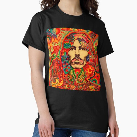 George Harrison OM psychedelic colourful pop art pattern T-Shirt