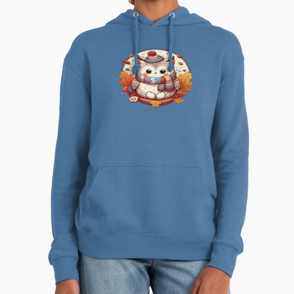 Cute owl whit autumn leaves and cozy scarf Hoodie