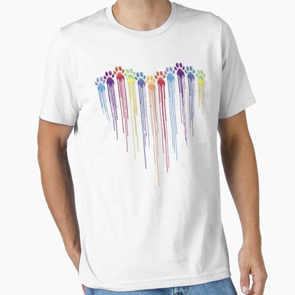 Colorful Dog Paw Heart T-Shirt