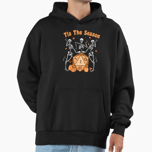 FUNNY HALLOWEEN NECROMANCER DND DICE: Pumpkin D20 and Skeletons, Tis The Season! Hoodie