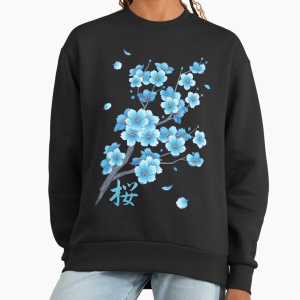 Falling Blue Sakura Cherry Blossom petals Sweatshirt