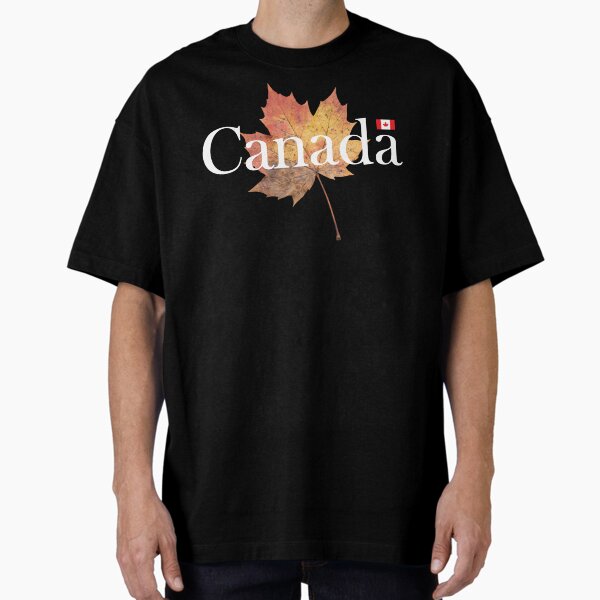 Canada W/Fall Maple leaf White on Black T-Shirt