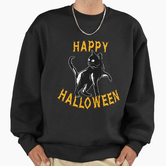 Black Cat Halloween Holiday T shirt Sweatshirt