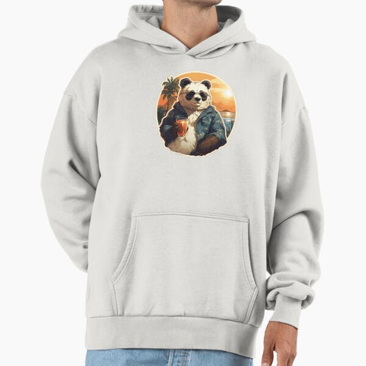 Panda Sipping Beachside Coolness Hoodie