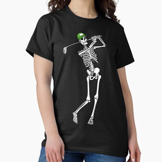 Golf Funny Golfing Skeleton Golfer Halloween Pattern T-Shirt